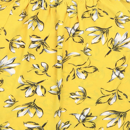 Quiz Womens Yellow Floral  Basic Blouse Size 10