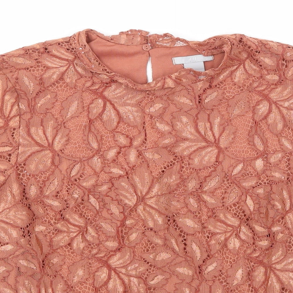 Womens UK Size S H&M Pink Basic T-Shirt