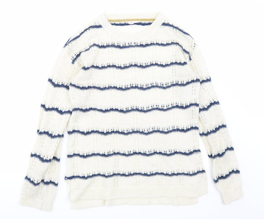 Matalan Womens Ivory Striped Knit Pullover Jumper Size 10
