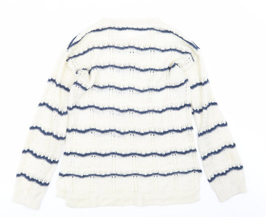 Matalan Womens Ivory Striped Knit Pullover Jumper Size 10