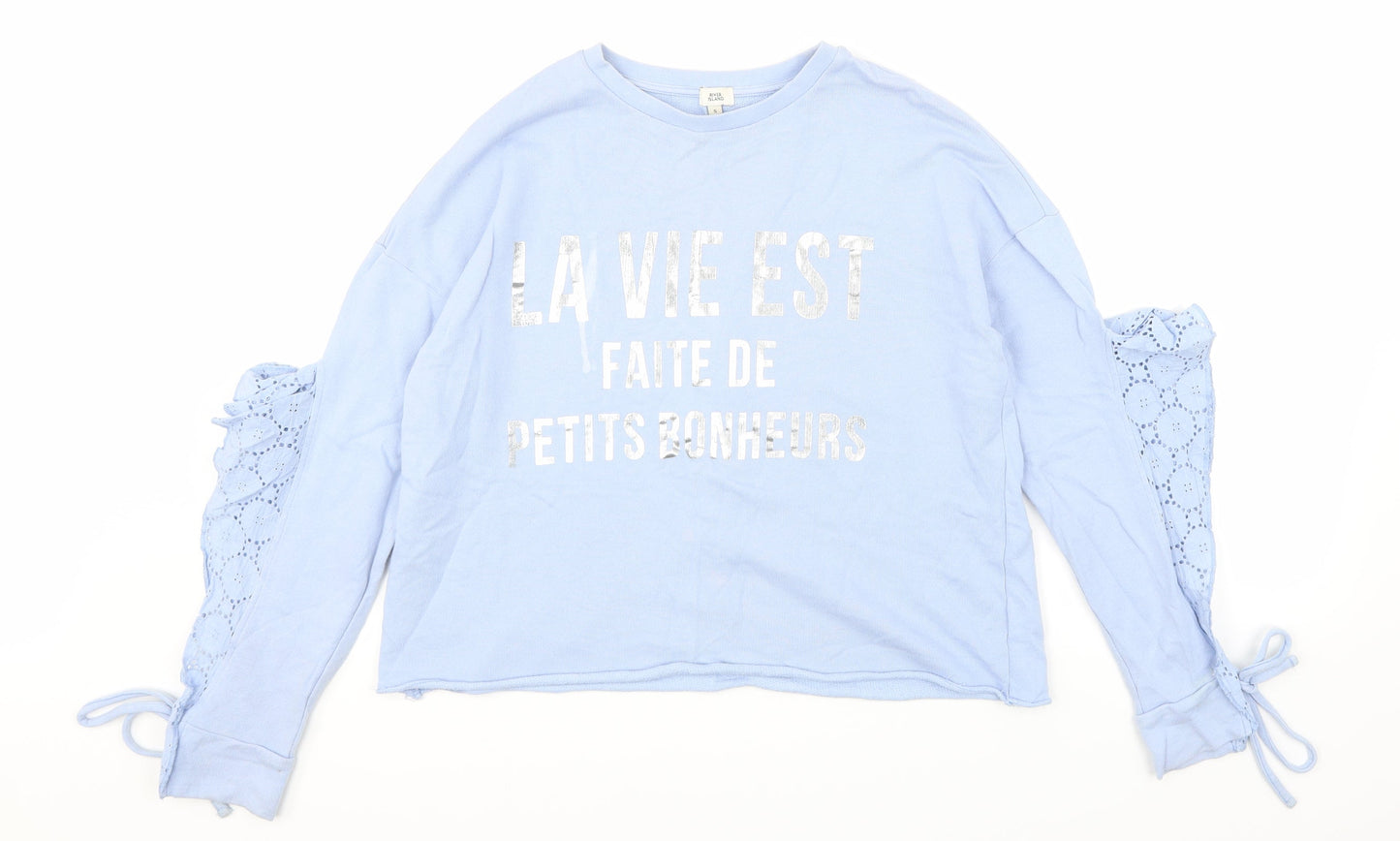 River Island Womens Blue  Jersey Pullover Sweatshirt Size S  - La Vie Est