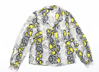 F&F Womens Grey Animal Print Chiffon Basic Blouse Size 8