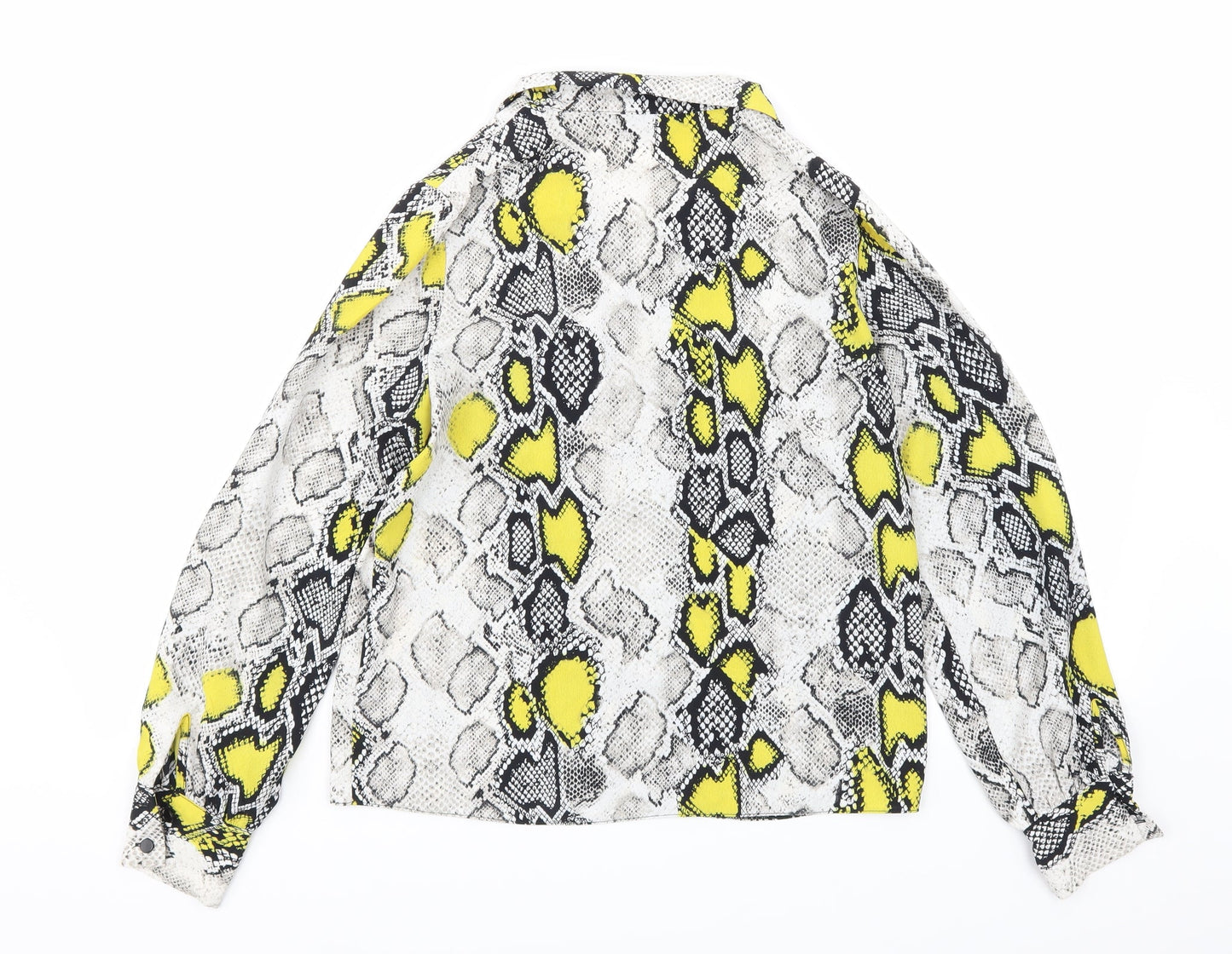 F&F Womens Grey Animal Print Chiffon Basic Blouse Size 8