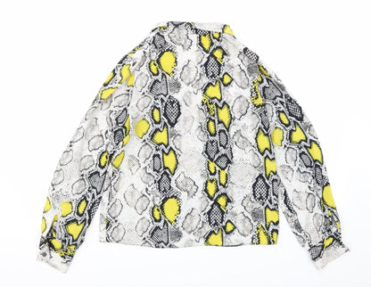 F&F Womens Grey Animal Print Chiffon Basic Blouse Size 8