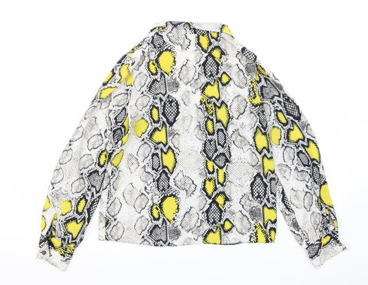 F&F Womens Grey Animal Print Chiffon Basic Blouse Size 8