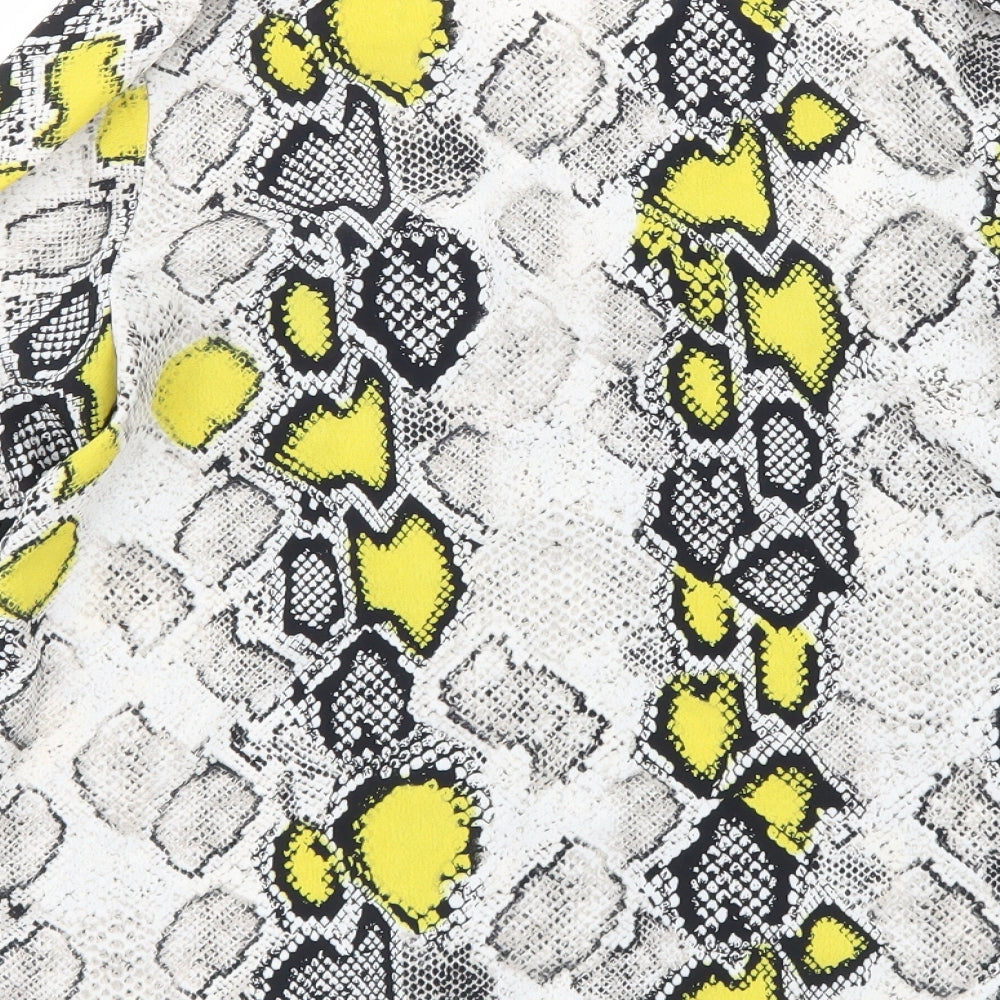 F&F Womens Grey Animal Print Chiffon Basic Blouse Size 8