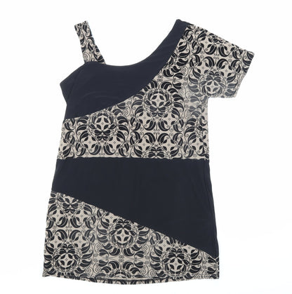 Too True Womens Black Floral Jersey Basic T-Shirt Size L