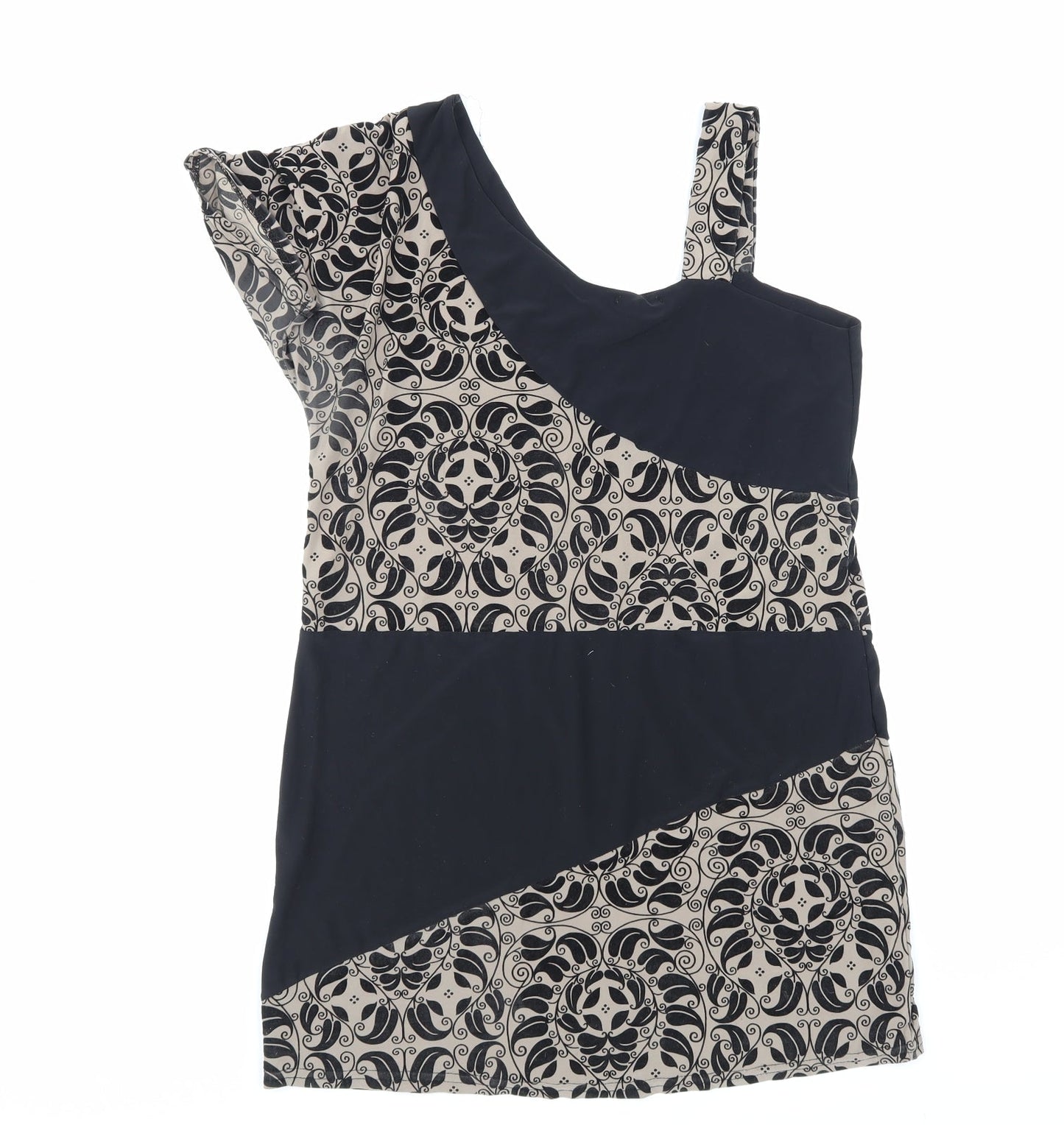 Too True Womens Black Floral Jersey Basic T-Shirt Size L