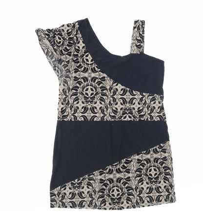 Too True Womens Black Floral Jersey Basic T-Shirt Size L