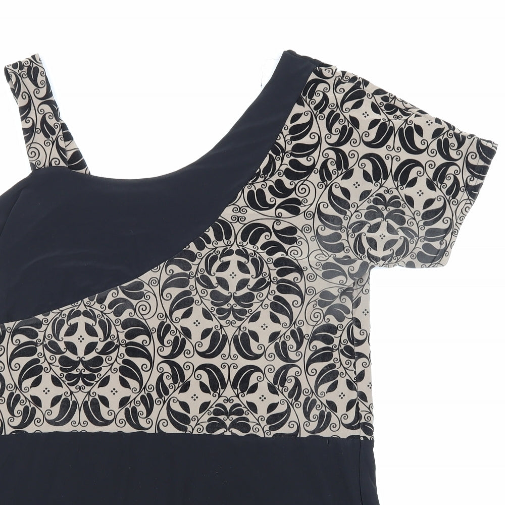 Too True Womens Black Floral Jersey Basic T-Shirt Size L