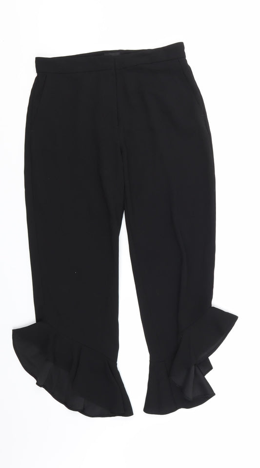 River Island Womens Black  Rayon Cropped Trousers Size 8 L21 in - Ruffle