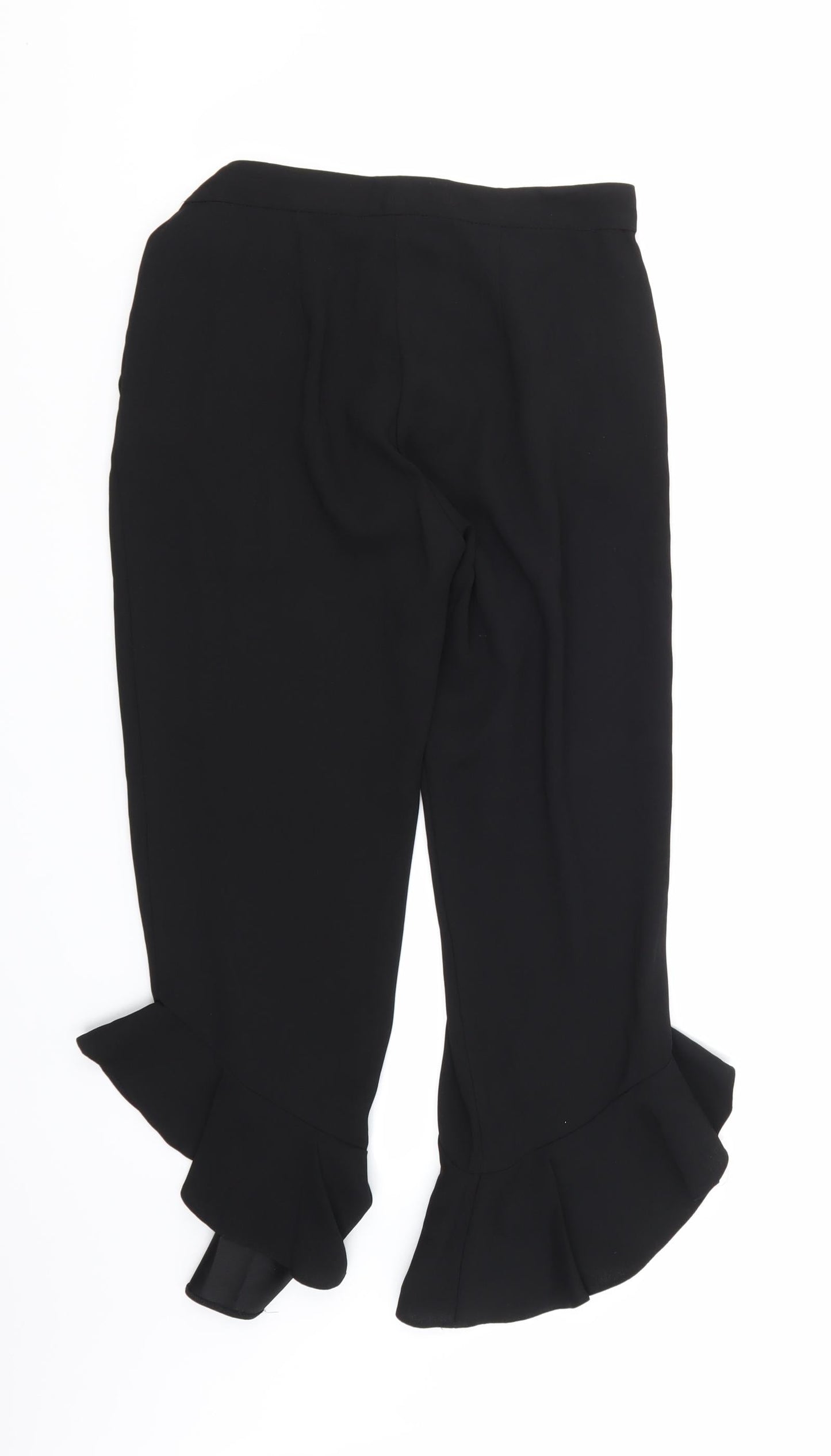 River Island Womens Black  Rayon Cropped Trousers Size 8 L21 in - Ruffle