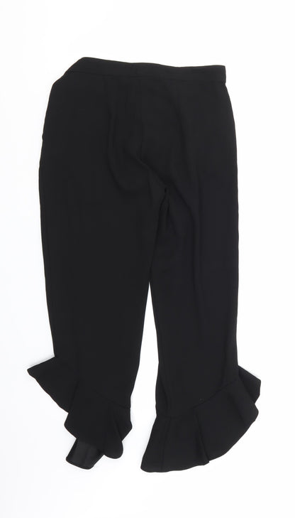 River Island Womens Black  Rayon Cropped Trousers Size 8 L21 in - Ruffle