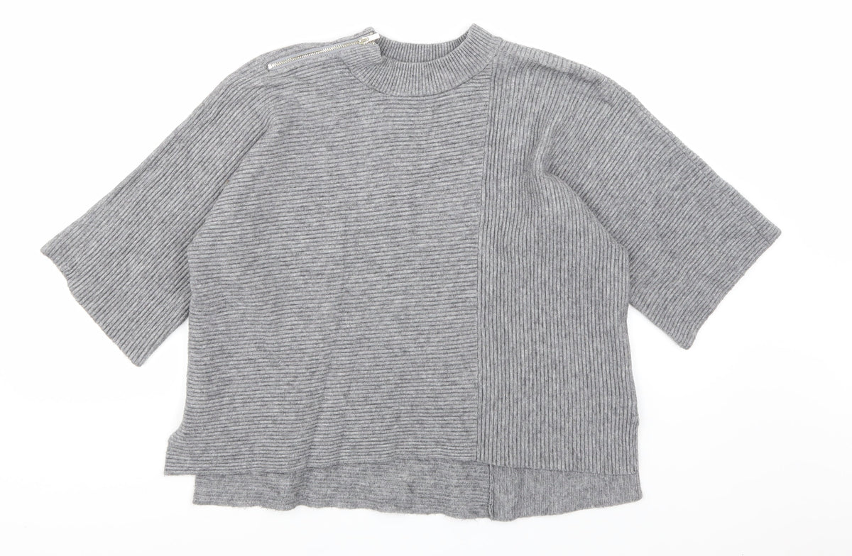 River Island Womens Grey Striped Knit Pullover Jumper Size S