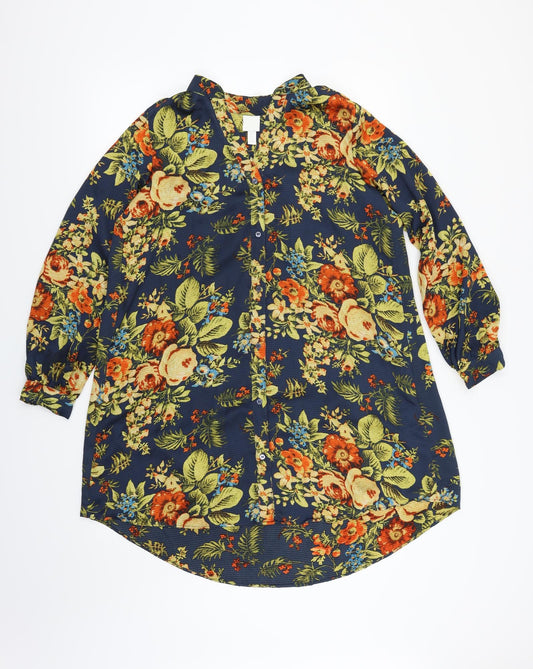 Womens UK Size 6 H&M Multicoloured Basic Button-Up