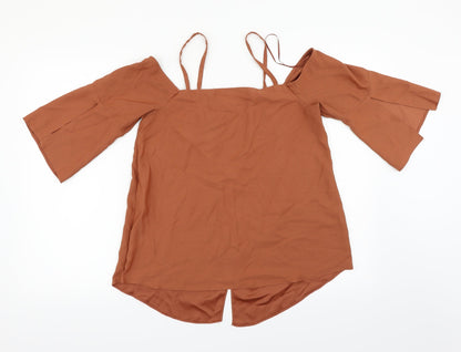 Womens UK Size 10 River Island Orange Basic Blouse