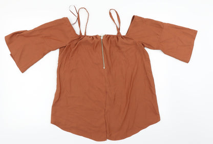 Womens UK Size 10 River Island Orange Basic Blouse