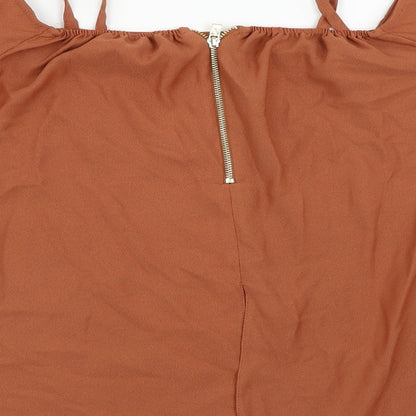 Womens UK Size 10 River Island Orange Basic Blouse