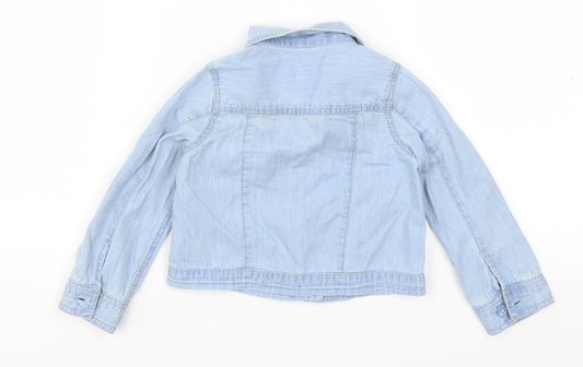 George Girls Blue Floral Denim Basic Button-Up Size 12-18 Months