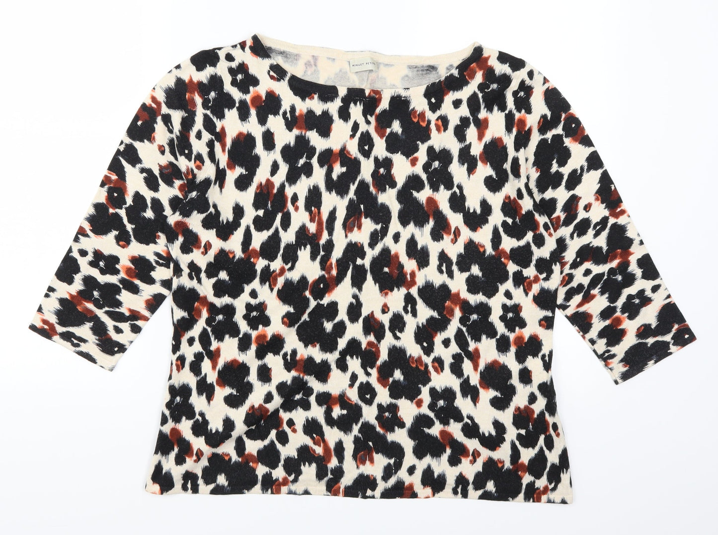 Minuet Womens Beige Animal Print  Pullover Jumper Size L