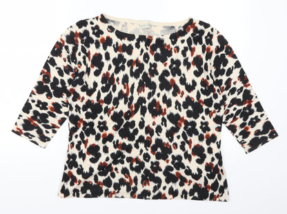 Minuet Womens Beige Animal Print  Pullover Jumper Size L