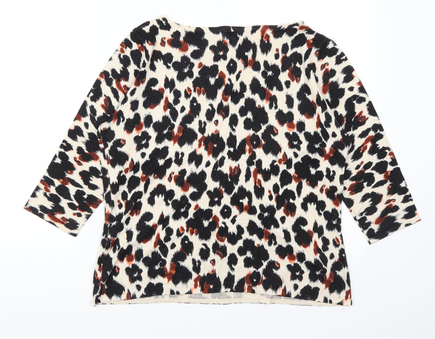 Minuet Womens Beige Animal Print  Pullover Jumper Size L