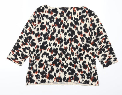 Minuet Womens Beige Animal Print  Pullover Jumper Size L