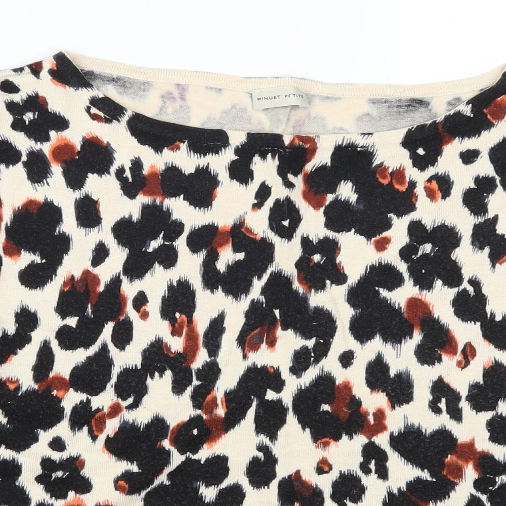 Minuet Womens Beige Animal Print  Pullover Jumper Size L