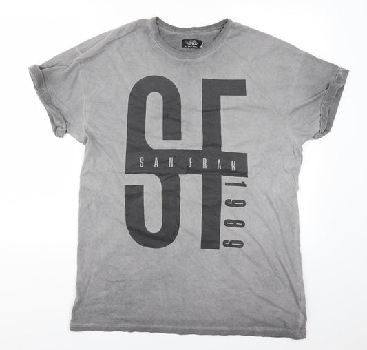 Topman Mens Grey    T-Shirt Size L  - San Francisco