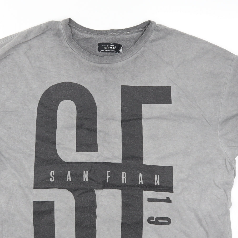 Topman Mens Grey    T-Shirt Size L  - San Francisco