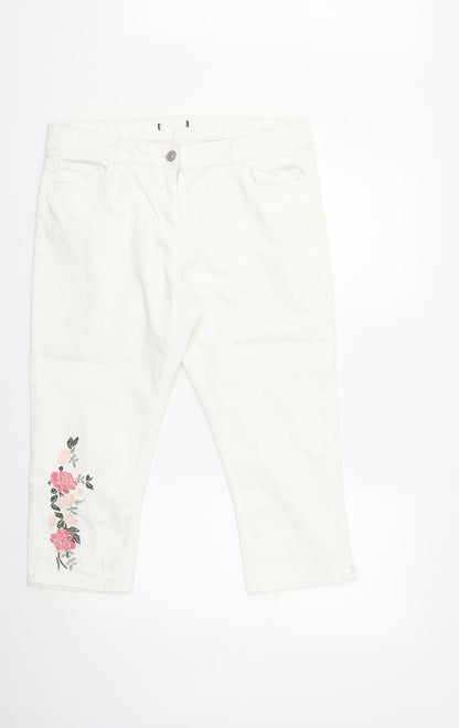 Womens UK Size 36 in Preworn Regular Fit Cropped White Jeans