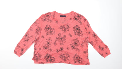 Marks and Spencer Womens Pink Floral Knit Pullover Jumper Size L