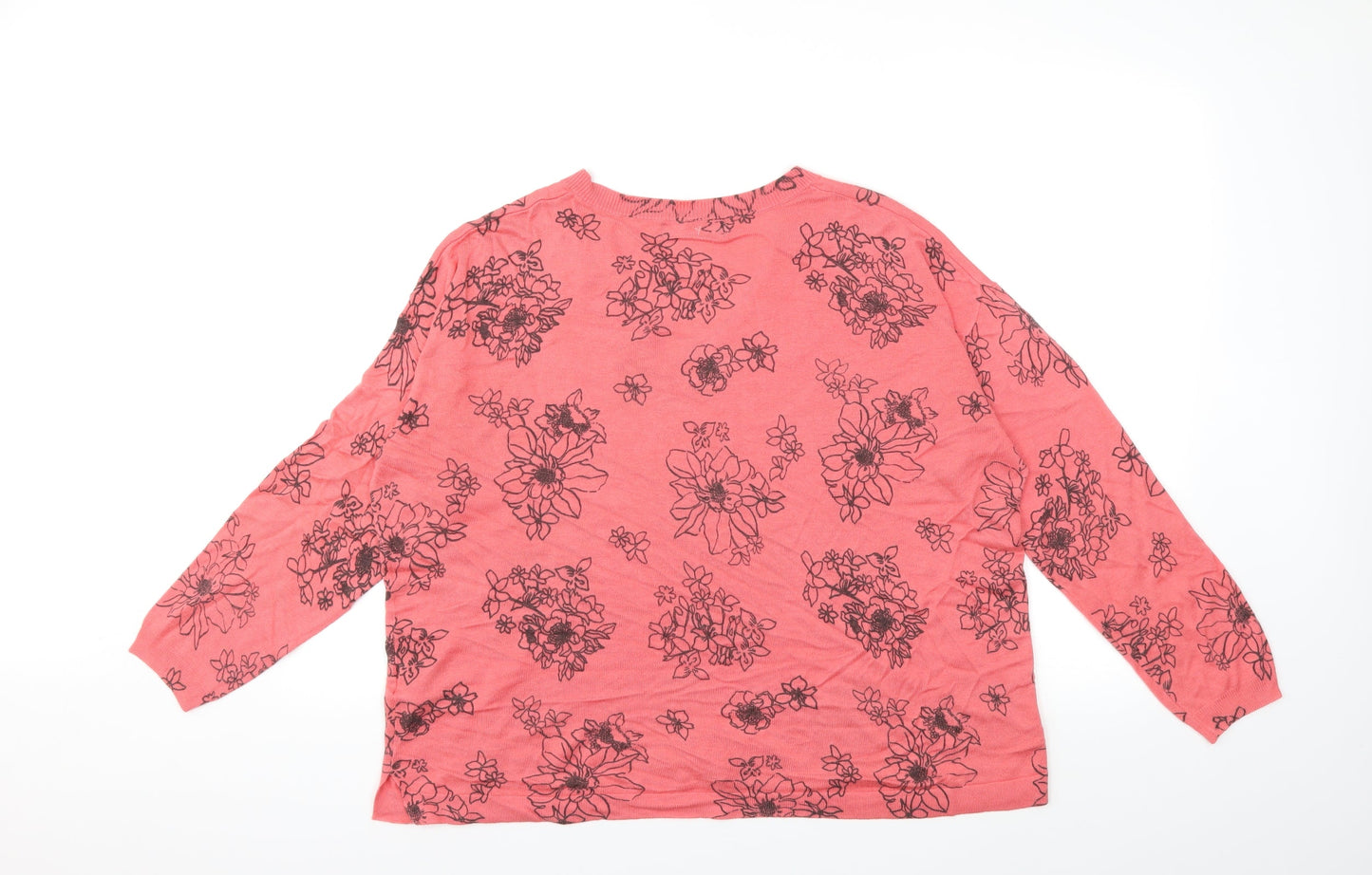 Marks and Spencer Womens Pink Floral Knit Pullover Jumper Size L