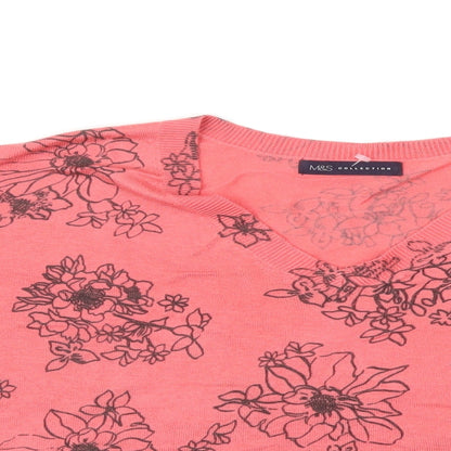Marks and Spencer Womens Pink Floral Knit Pullover Jumper Size L