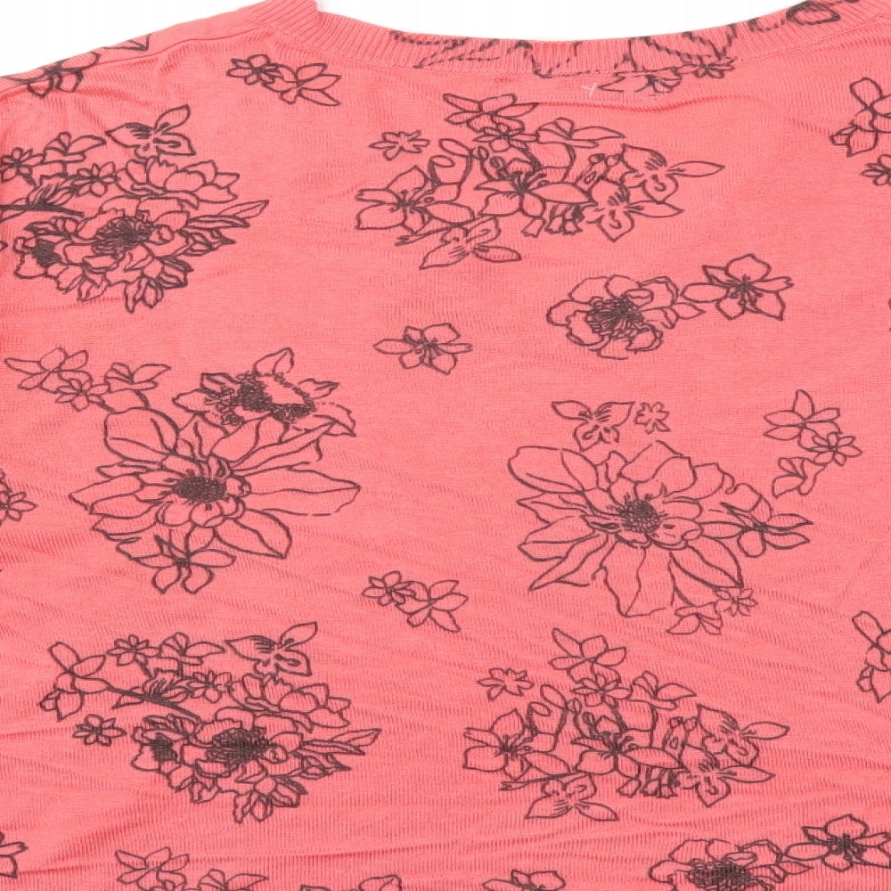 Marks and Spencer Womens Pink Floral Knit Pullover Jumper Size L