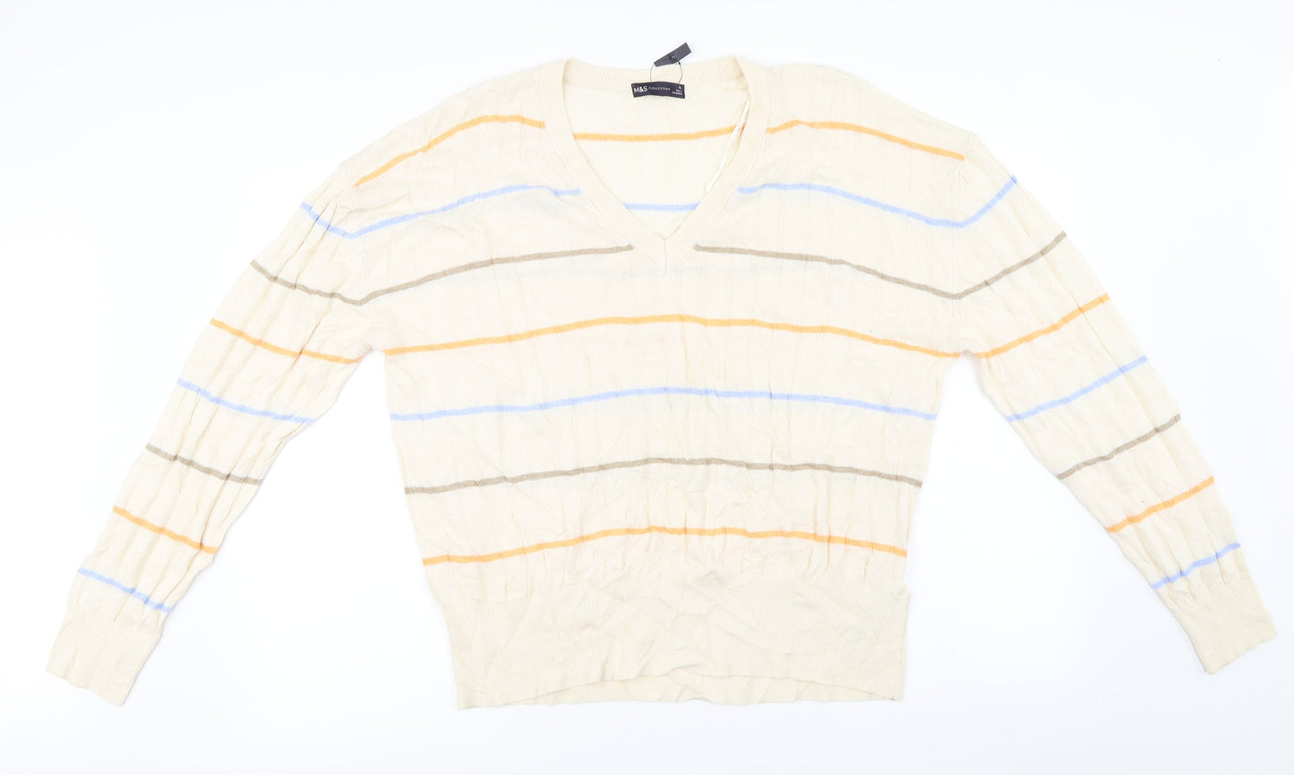 Marks and Spencer  Womens Ivory Striped  Pullover Jumper Size XL
