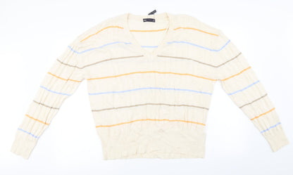 Marks and Spencer  Womens Ivory Striped  Pullover Jumper Size XL