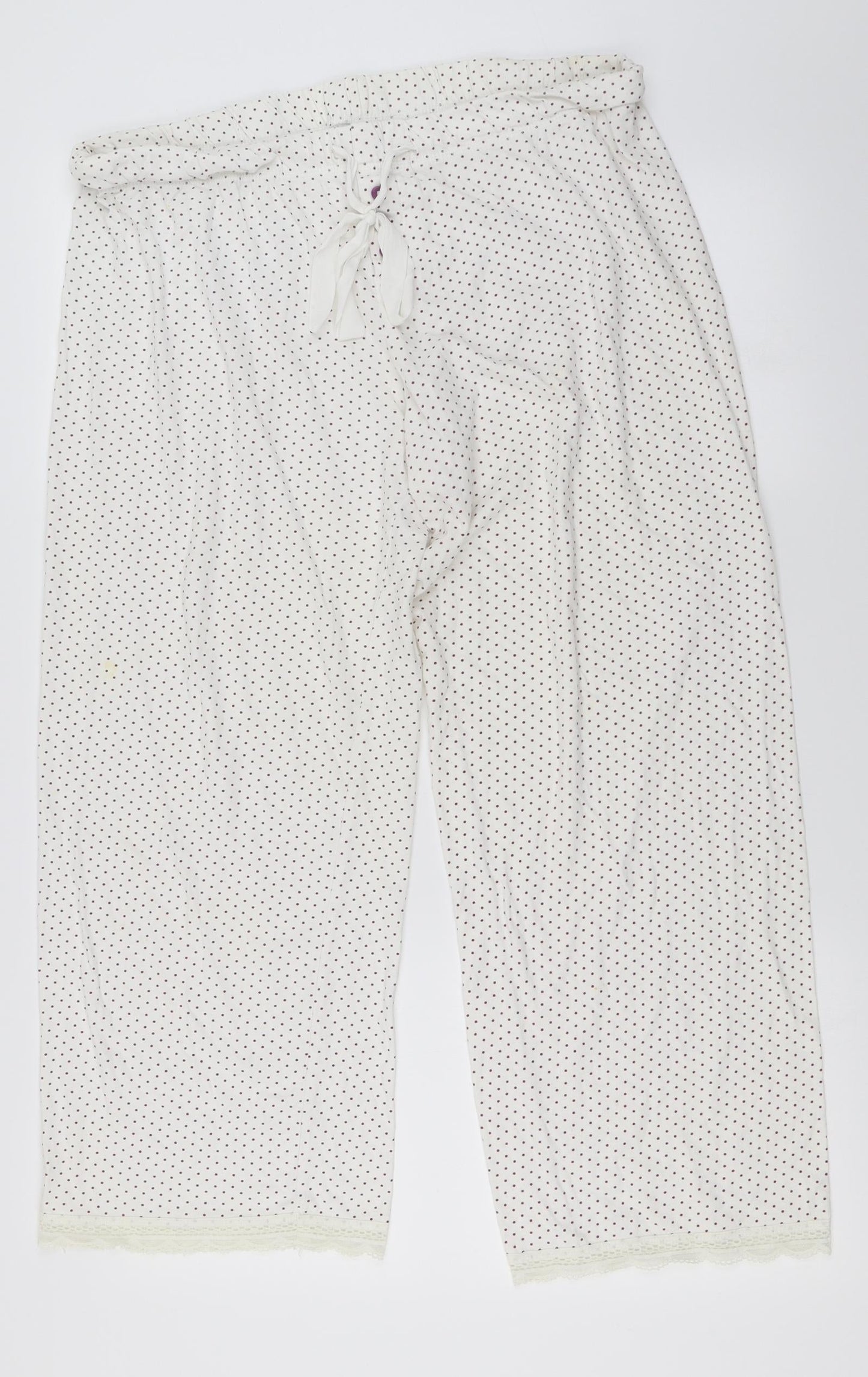 Secret Obsessions  Womens Ivory Polka Dot  Trousers  Size L L22 in