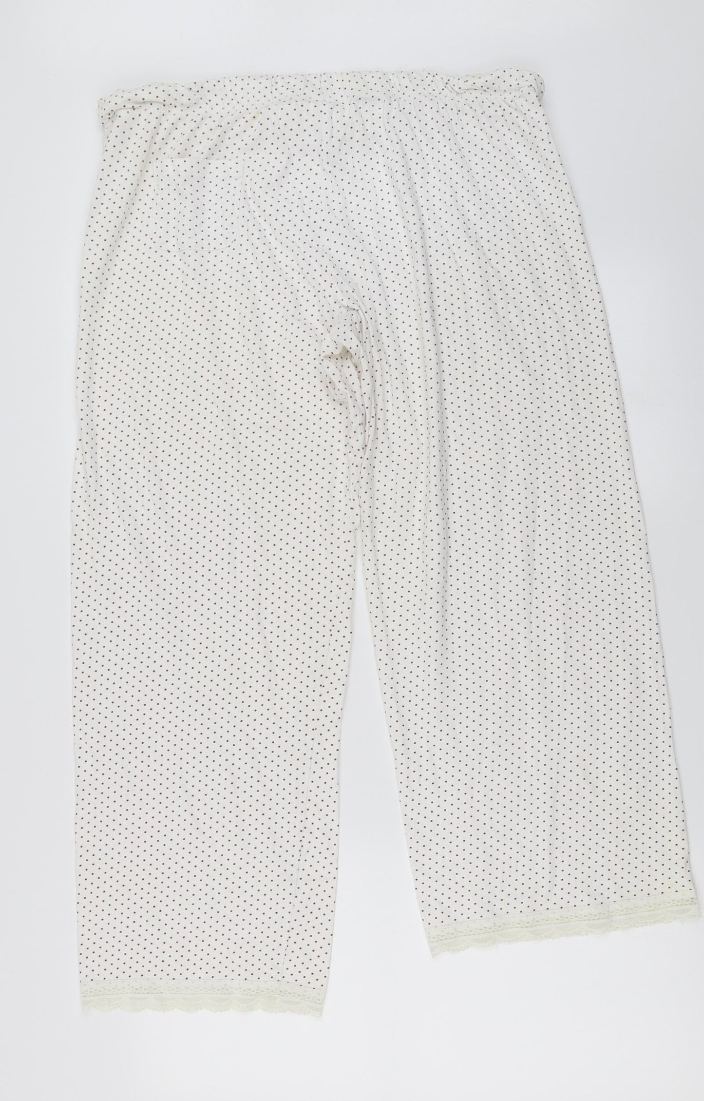 Secret Obsessions  Womens Ivory Polka Dot  Trousers  Size L L22 in