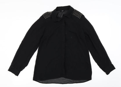 F&F Womens Black   Basic Button-Up Size 8