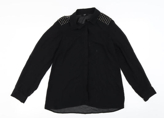 F&F Womens Black   Basic Button-Up Size 8