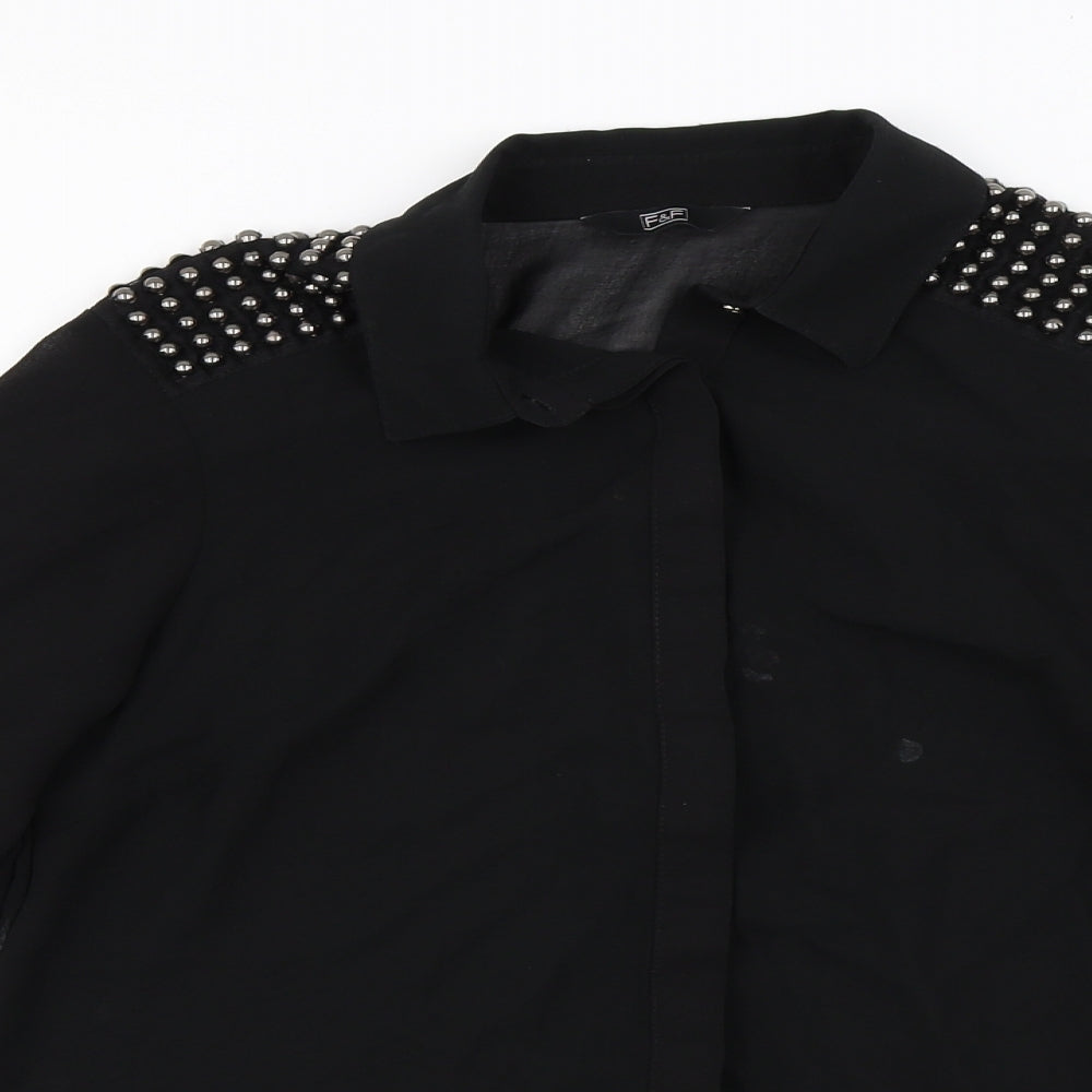 F&F Womens Black   Basic Button-Up Size 8