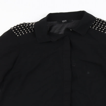 F&F Womens Black   Basic Button-Up Size 8