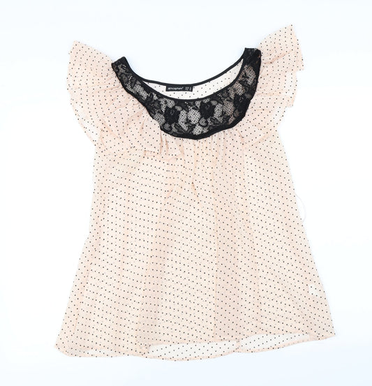 Atmosphere Womens Pink Polka Dot  Basic Blouse Size 10