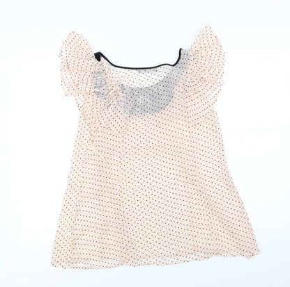 Atmosphere Womens Pink Polka Dot  Basic Blouse Size 10