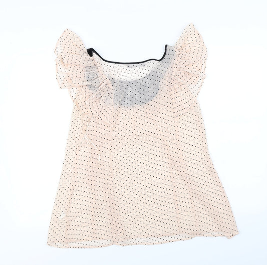 Atmosphere Womens Pink Polka Dot  Basic Blouse Size 10