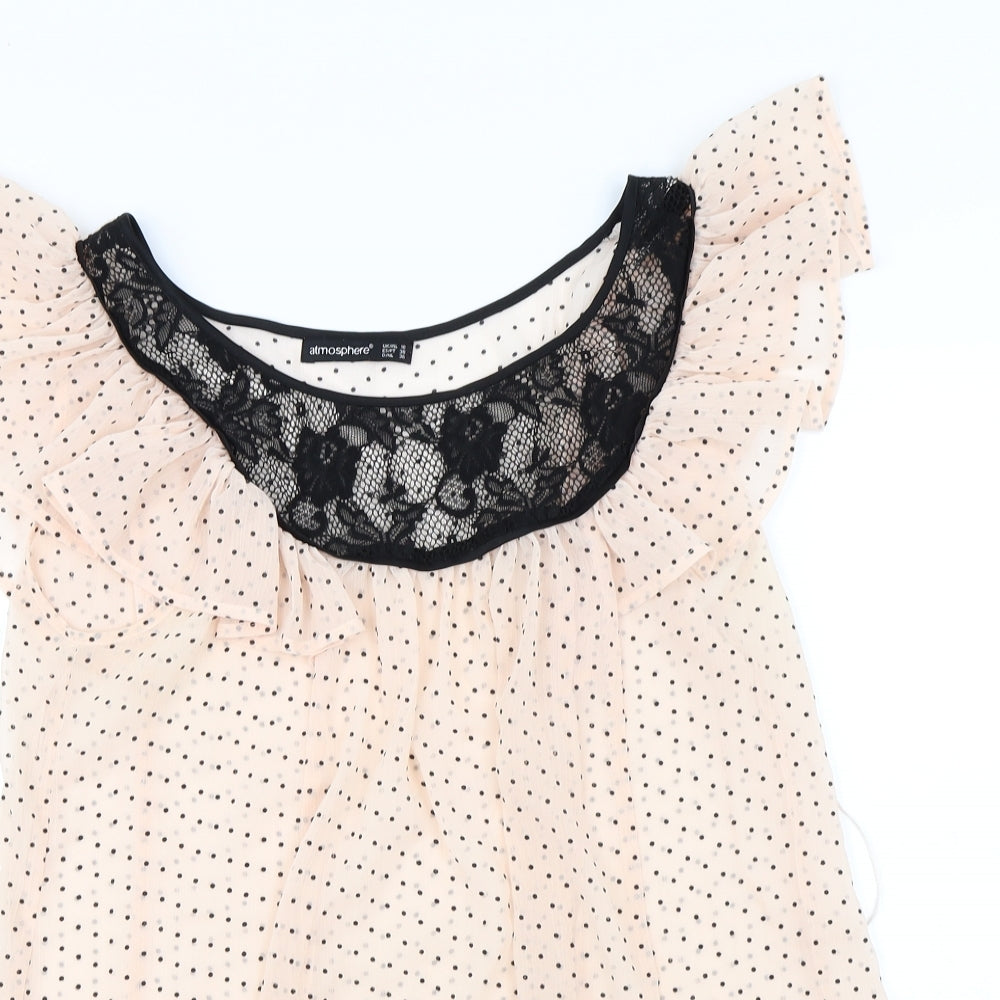 Atmosphere Womens Pink Polka Dot  Basic Blouse Size 10