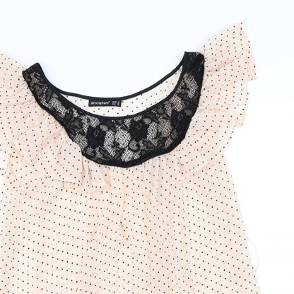 Atmosphere Womens Pink Polka Dot  Basic Blouse Size 10