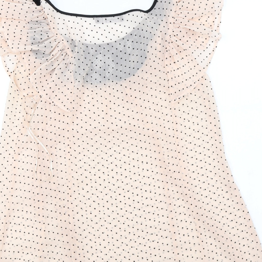 Atmosphere Womens Pink Polka Dot  Basic Blouse Size 10