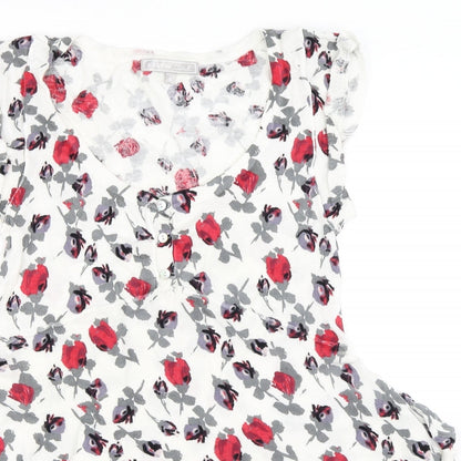 Karen Cole Womens White Floral  Pullover Jumper Size S